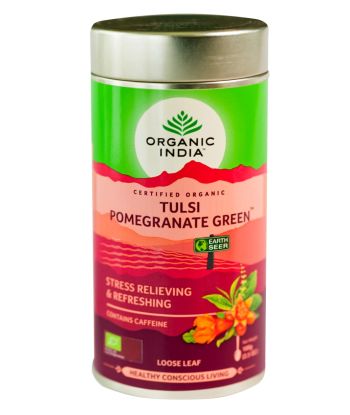 TULSI POMEGRANATE GREEN TEA 100G TIN