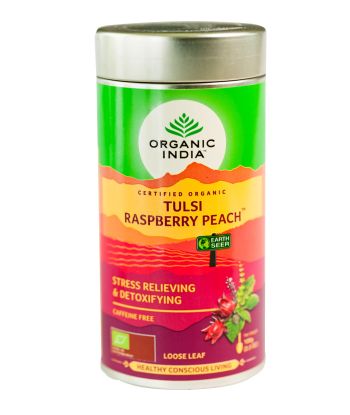 TULSI RASPBERRY PEACH TEA 100 GMS TIN